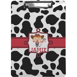 Cowprint Cowgirl Clipboard (Letter Size) (Personalized)