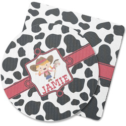 Cowprint Cowgirl Rubber Backed Coaster (Personalized)