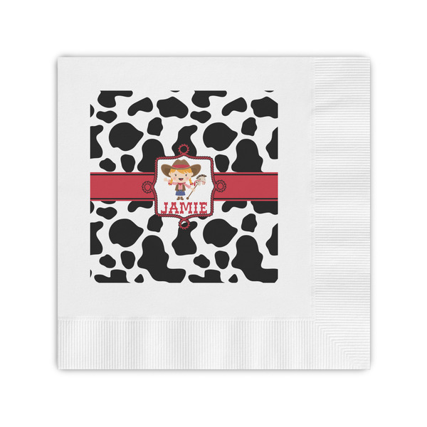 Custom Cowprint Cowgirl Coined Cocktail Napkins (Personalized)