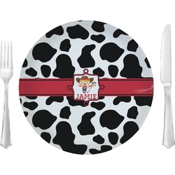 Cowprint Cowgirl 10" Glass Lunch / Dinner Plates - Single or Set (Personalized)