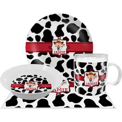 Cowprint Cowgirl Dinner Set - Single 4 Pc Setting w/ Name or Text