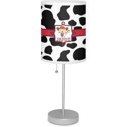 Cowprint Cowgirl 7" Drum Lamp with Shade Linen (Personalized)