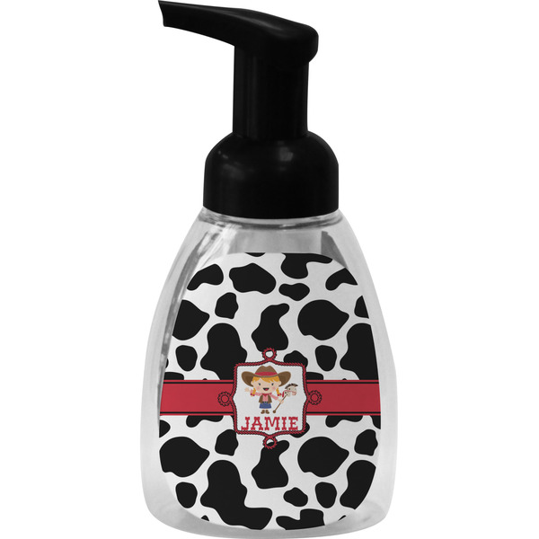 Custom Cowprint Cowgirl Foam Soap Bottle - Black (Personalized)
