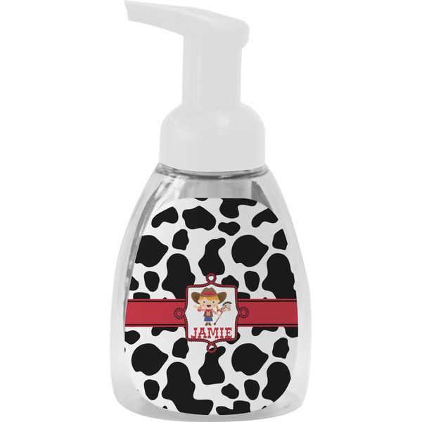 Custom Cowprint Cowgirl Foam Soap Bottle - White (Personalized)