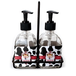 Cowprint Cowgirl Glass Soap & Lotion Bottle Set (Personalized)