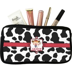 Cowprint Cowgirl Makeup / Cosmetic Bag - Small (Personalized)