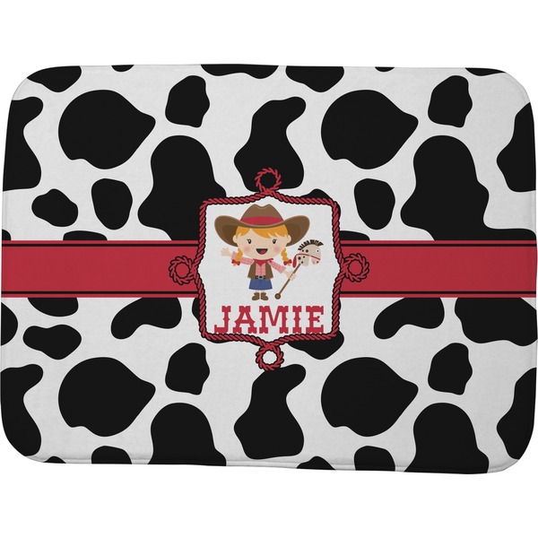 Custom Cowprint Cowgirl Memory Foam Bath Mat - 48"x36" (Personalized)