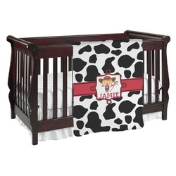 Cowprint Cowgirl Baby Blanket (Single Sided) (Personalized)