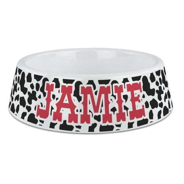 Custom Cowprint Cowgirl Plastic Dog Bowl - Large (Personalized)