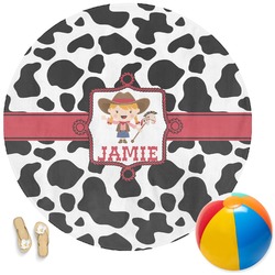 Cowprint Cowgirl Round Beach Towel (Personalized)