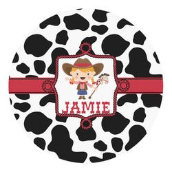 Cowprint Cowgirl Round Decal - XLarge (Personalized)