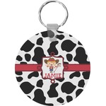 Cowprint Cowgirl Round Plastic Keychain (Personalized)