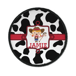 Cowprint Cowgirl Iron On Round Patch w/ Name or Text