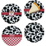 Cowprint Cowgirl Set of 4 Glass Appetizer / Dessert Plate 8" (Personalized)