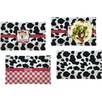 Cowprint Cowgirl Set of 4 Glass Rectangular Lunch / Dinner Plate (Personalized)