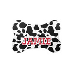 Cowprint Cowgirl Bone Shaped Dog Food Mat (Small) (Personalized)