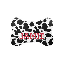 Cowprint Cowgirl Bone Shaped Dog Food Mat (Small) (Personalized)