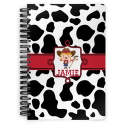 Cowprint Cowgirl Spiral Notebook - 7x10 w/ Name or Text