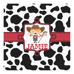Cowprint Cowgirl Square Decal - Medium (Personalized)
