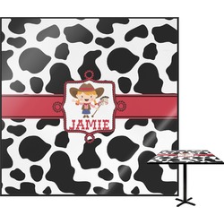 Cowprint Cowgirl Square Table Top - 30" (Personalized)