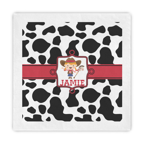 Custom Cowprint Cowgirl Decorative Paper Napkins (Personalized)