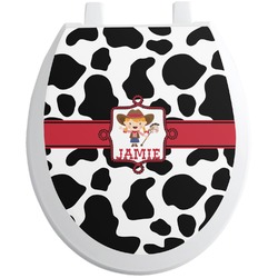 Cowprint Cowgirl Toilet Seat Decal - Round (Personalized)