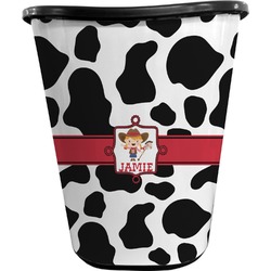 Cowprint Cowgirl Waste Basket - Double Sided (Black) (Personalized)