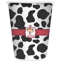 Cowprint Cowgirl Waste Basket - Single Sided (White) (Personalized)