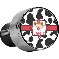 Cowprint Cowgirl USB Car Charger (Personalized)