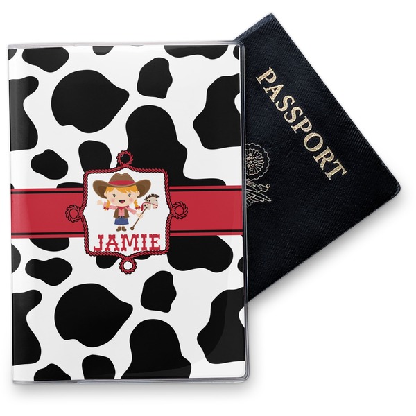 Custom Cowprint Cowgirl Vinyl Passport Holder (Personalized)