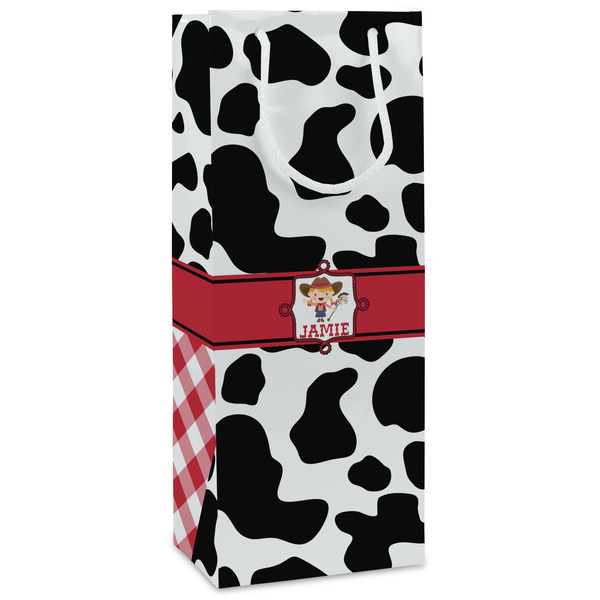 Custom Cowprint Cowgirl Wine Gift Bags - Gloss (Personalized)