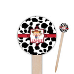 Cowprint Cowgirl 6" Round Wooden Food Picks - Single Sided (Personalized)