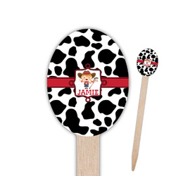 Cowprint Cowgirl Oval Wooden Food Picks - Double Sided (Personalized)