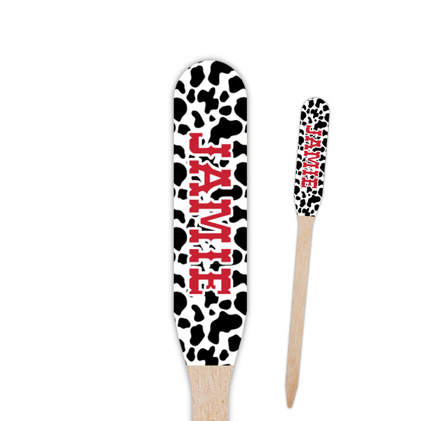 Custom Cowprint Cowgirl Paddle Wooden Food Picks - Single Sided (Personalized)