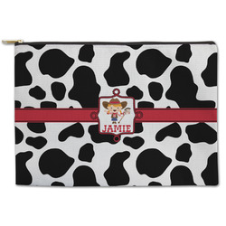 Cowprint Cowgirl Zipper Pouch - Large - 12.5"x8.5" (Personalized)