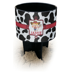 Cowprint Cowgirl Black Beach Spiker Drink Holder (Personalized)