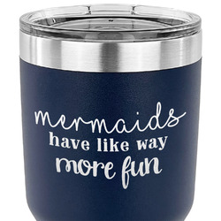 Mermaids 30 oz Stainless Steel Tumbler - Navy - Single Sided