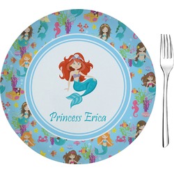 Mermaids 8" Glass Appetizer / Dessert Plates - Single or Set (Personalized)