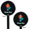 Mermaids Black Plastic 5.5" Stir Stick - Double Sided - Round - Front & Back