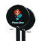 Mermaids Black Plastic 5.5" Stir Stick - Single Sided - Round - Front & Back