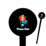 Mermaids 6" Round Plastic Food Picks - Black - Single Sided (Personalized)