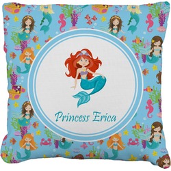 Mermaids Faux-Linen Throw Pillow 20" (Personalized)