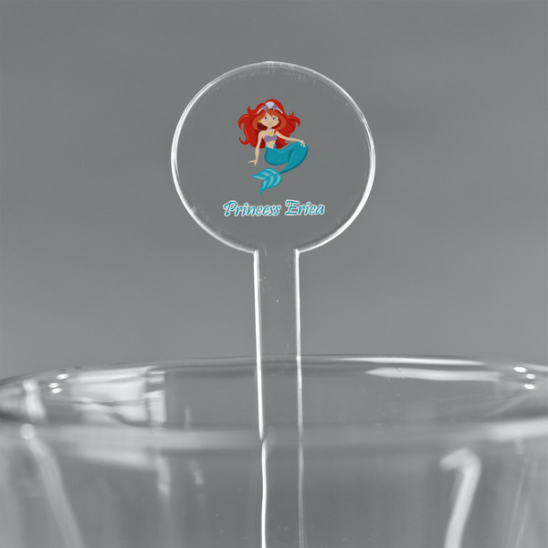 Custom Mermaids 7" Round Plastic Stir Sticks - Clear (Personalized)