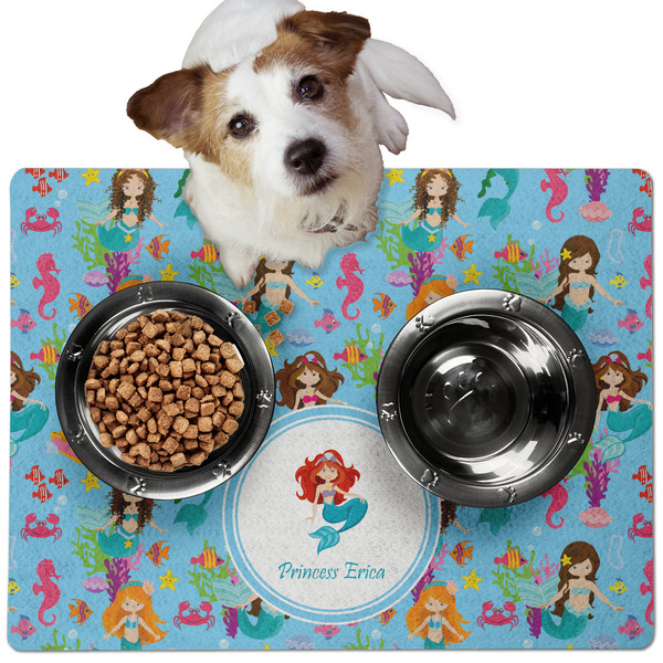 Custom Mermaids Dog Food Mat - Medium w/ Name or Text