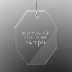 Mermaids Engraved Glass Ornament - Octagon