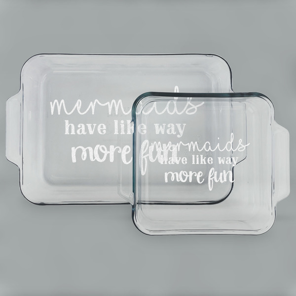 Custom Mermaids Set of Glass Baking & Cake Dish - 13in x 9in & 8in x 8in