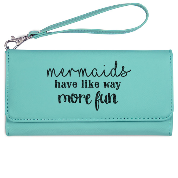 Custom Mermaids Ladies Leatherette Wallet - Laser Engraved- Teal