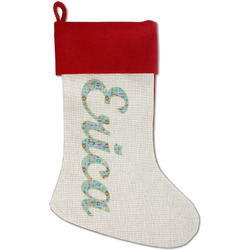 Mermaids Red Linen Stocking (Personalized)