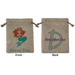 Mermaids Medium Burlap Gift Bag - Front & Back (Personalized)