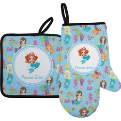 Mermaids Right Oven Mitt & Pot Holder Set w/ Name or Text